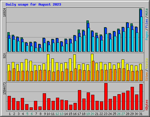 Daily usage for August 2023